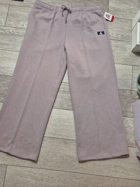 Reebok Women's Drawstring Dusty Lavender Wide-Leg Sweatpants With Pockets. XXL